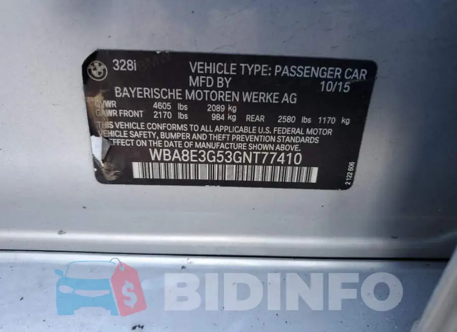 WBA8E3G53GNT77410 Photo# 12