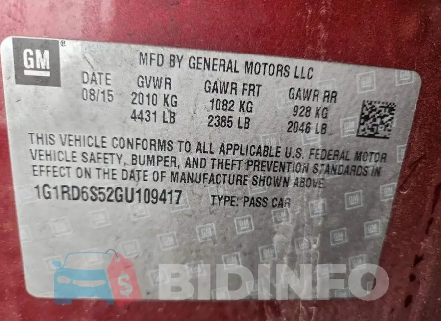 1G1RD6S52GU109417 Photo# 12