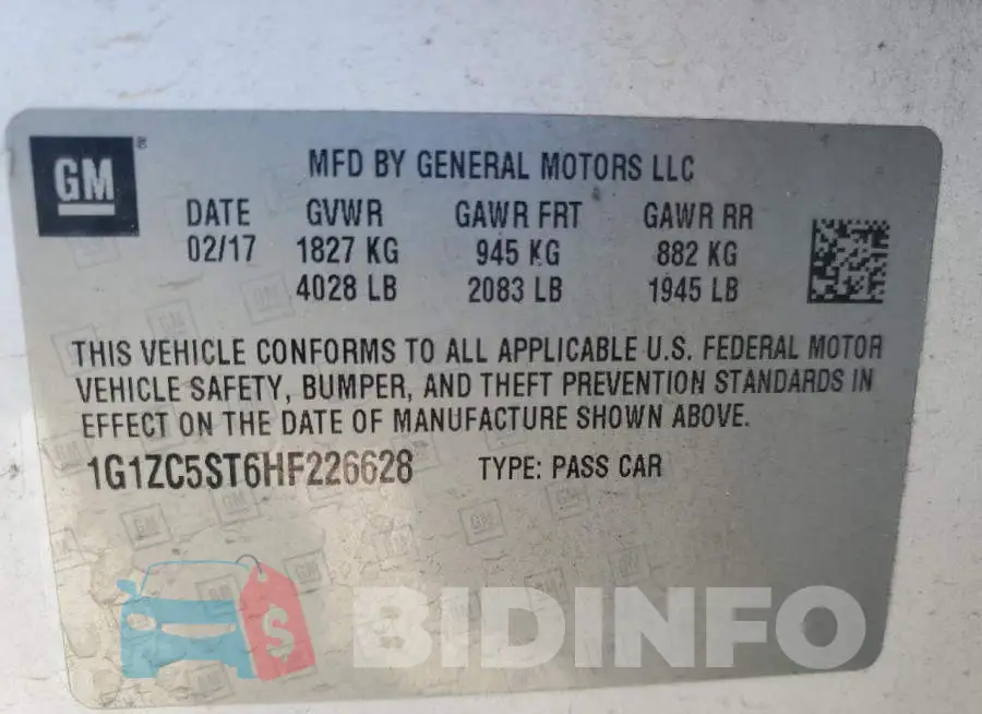 1G1ZC5ST6HF226628 Photo# 13