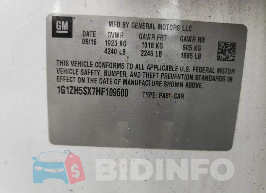 1G1ZH5SX7HF109600 Photo# 13