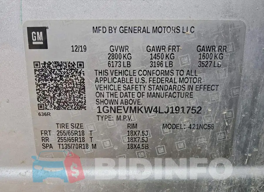 1GNEVMKW4LJ191752 Photo# 13