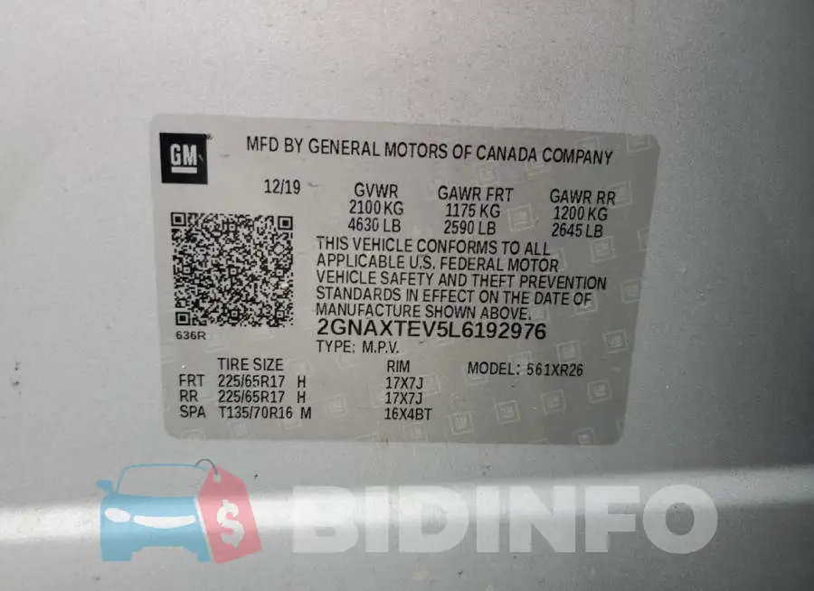 2GNAXTEV5L6192976 Photo# 13
