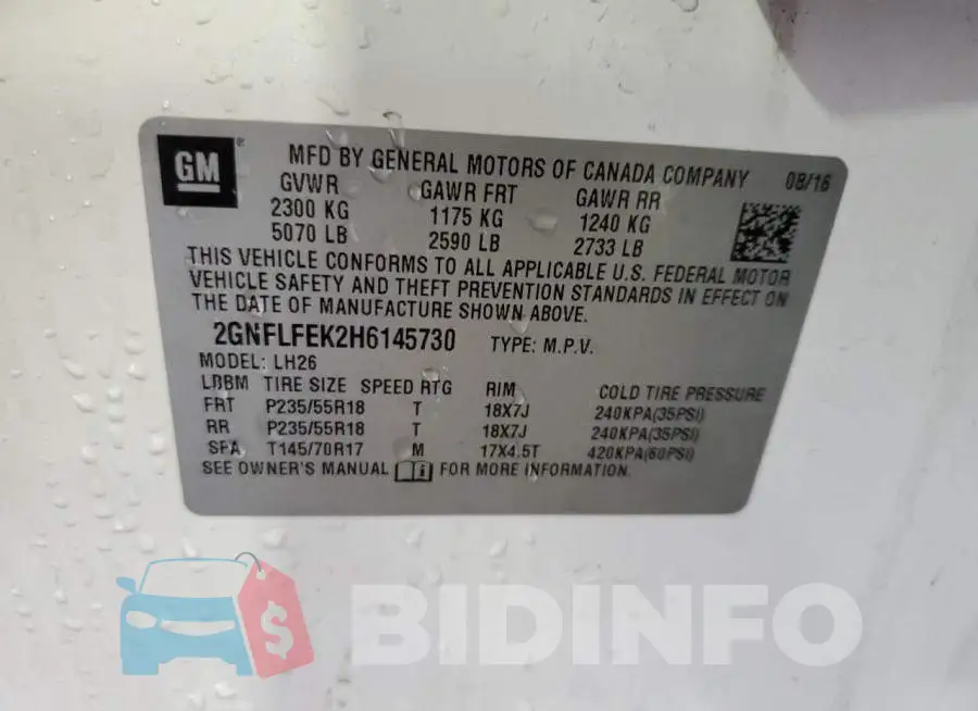 2GNFLFEK2H6145730 Photo# 13