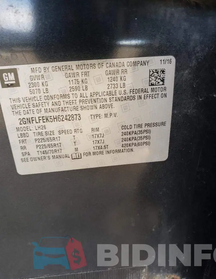 2GNFLFEK5H6242873 Photo# 13