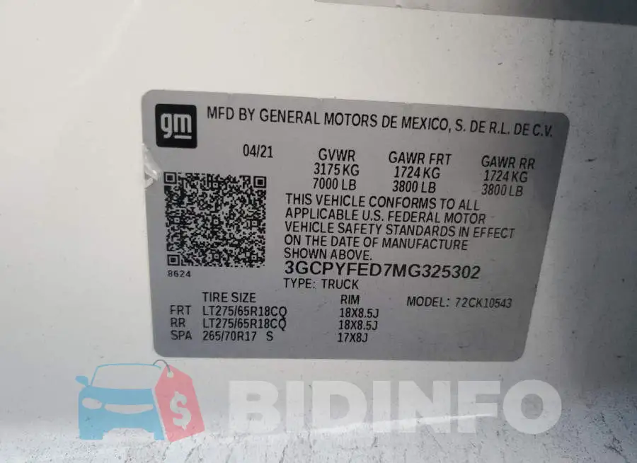 3GCPYFED7MG325302 Photo# 12