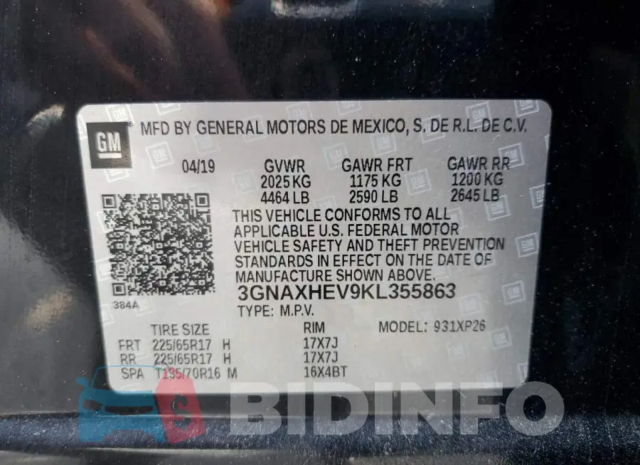 3GNAXHEV9KL355863 Photo# 14