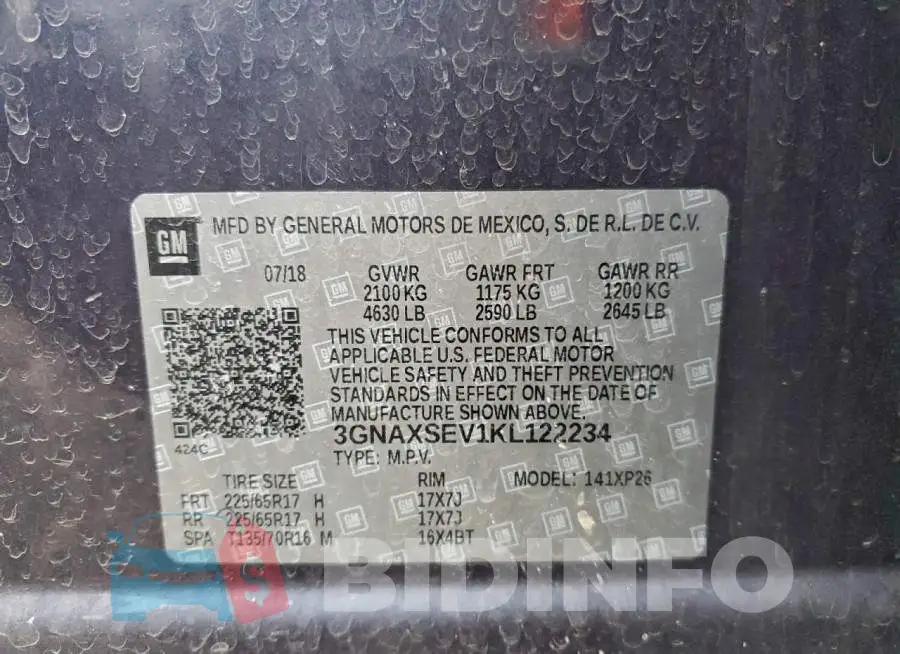 3GNAXSEV1KL122234 Photo# 13