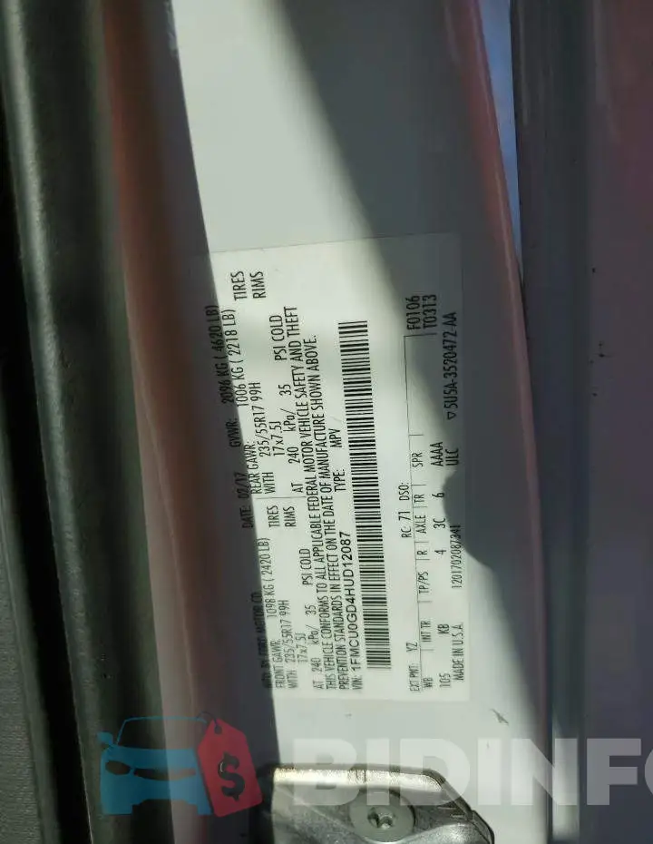 1FMCU0GD4HUD12087 Photo# 13