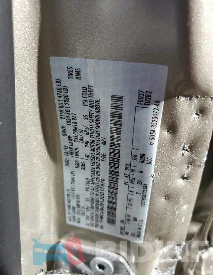 1FMCU0J91JUD17970 Photo# 13