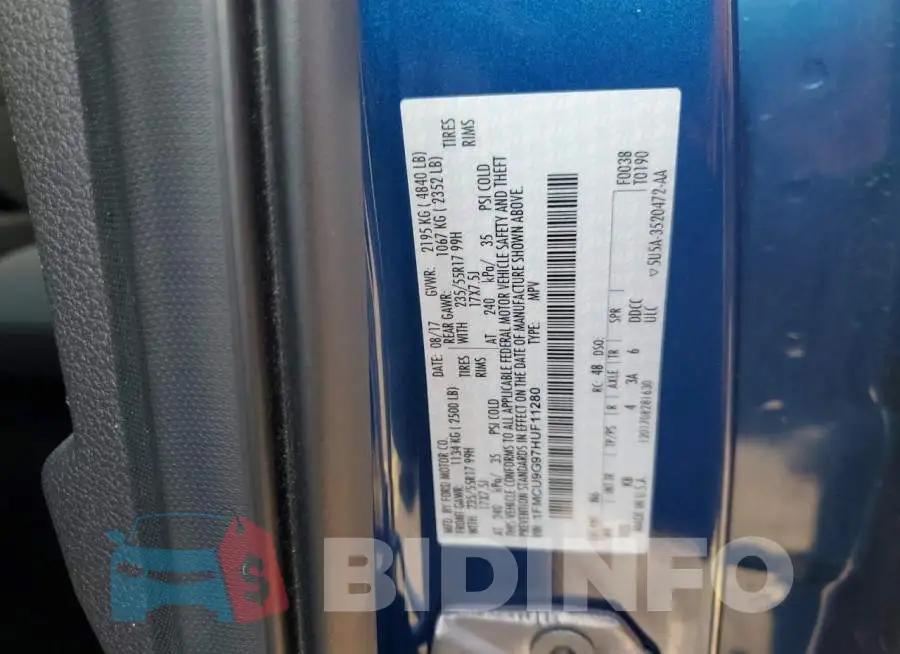 1FMCU9G97HUF11280 Photo# 13
