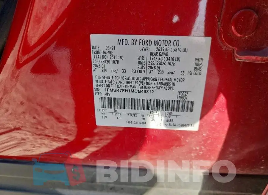 1FMSK7FH1MGB49812 Photo# 13