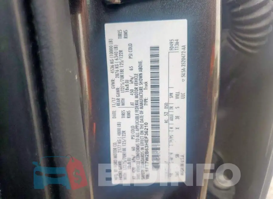 1FT7W2B63HEF36210 Photo# 12