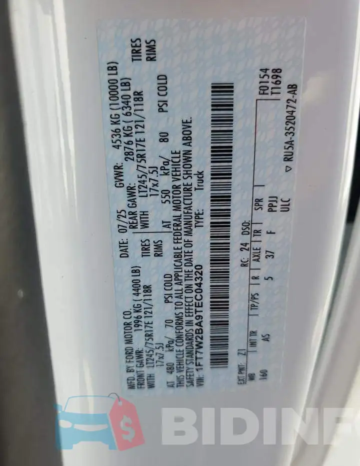 1FT7W2BA9TEC04320 Photo# 12