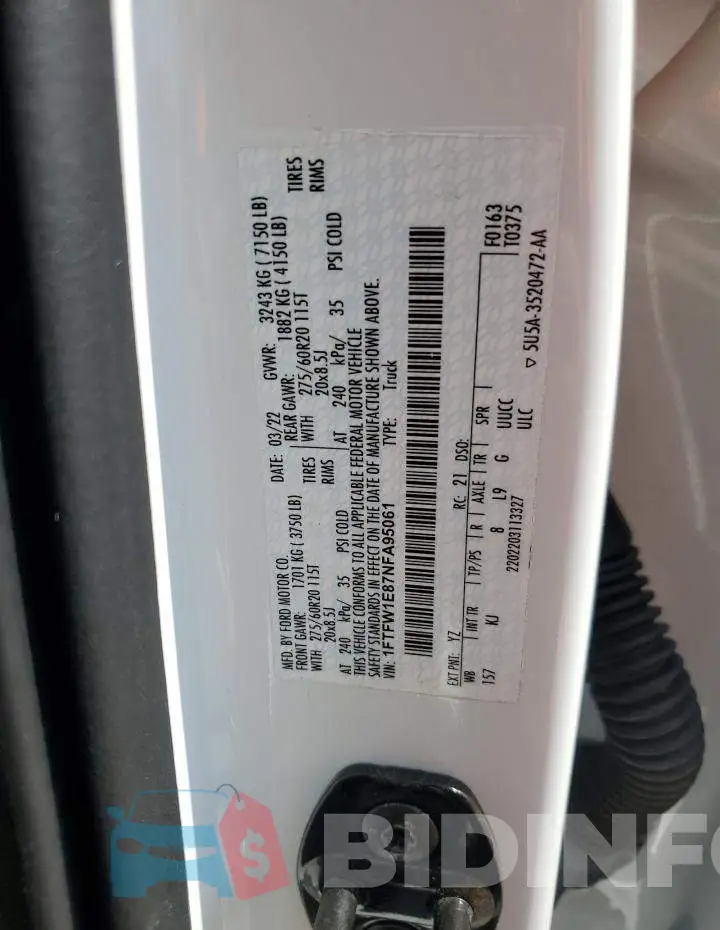 1FTFW1E87NFA95061 Photo# 12