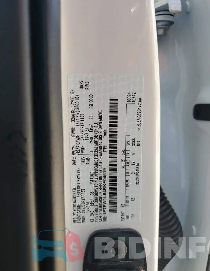 1FTFW1L84RKF04519 Photo# 12
