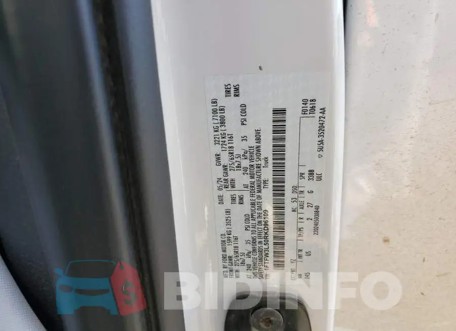 1FTFW3L50RKD96109 Photo# 12