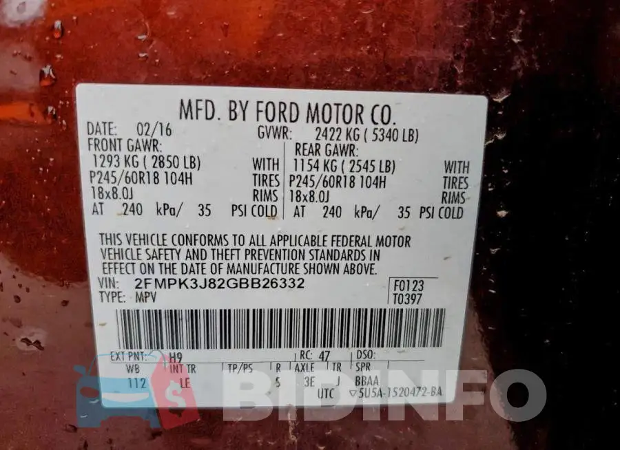2FMPK3J82GBB26332 Photo# 13