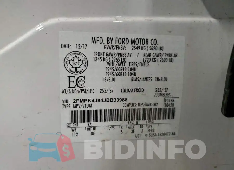 2FMPK4J84JBB33988 Photo# 14