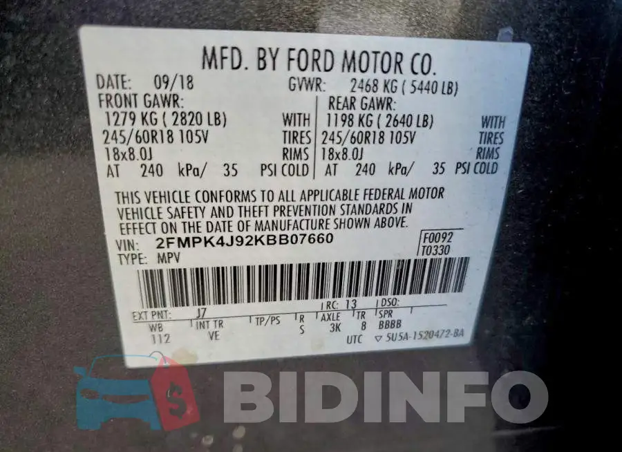 2FMPK4J92KBB07660 Photo# 13