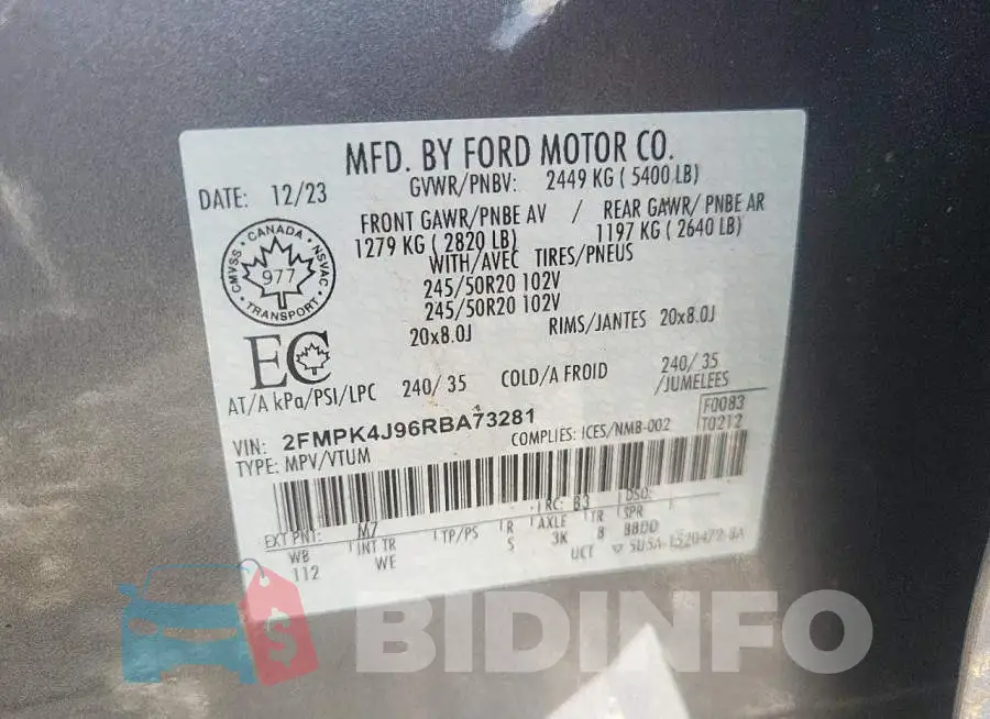 2FMPK4J96RBA73281 Photo# 13