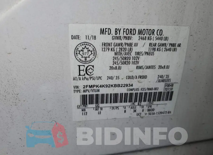 2FMPK4K92KBB22934 Photo# 14