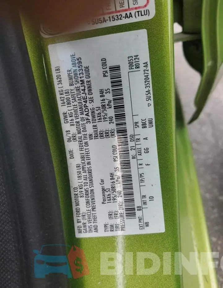 3FADP4EJ4JM133595 Photo# 12