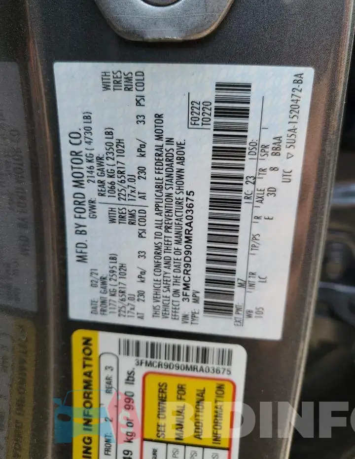 3FMCR9D90MRA03675 Photo# 13