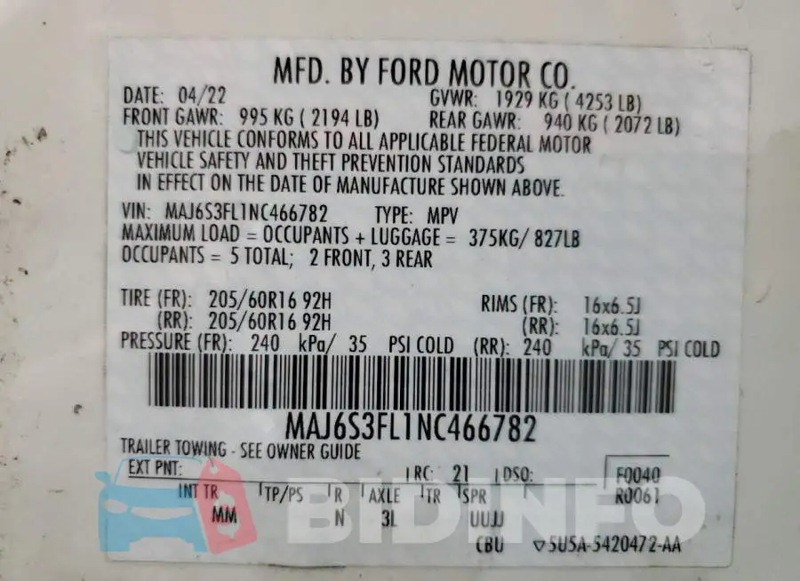 MAJ6S3FL1NC466782 Photo# 14