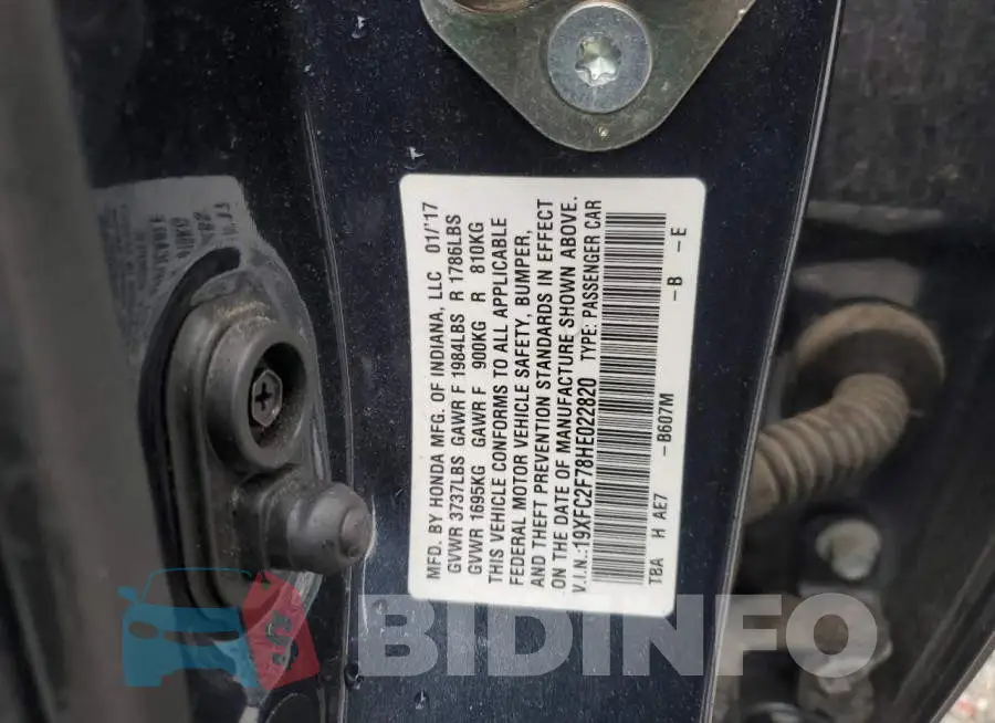 19XFC2F78HE022820 Photo# 12