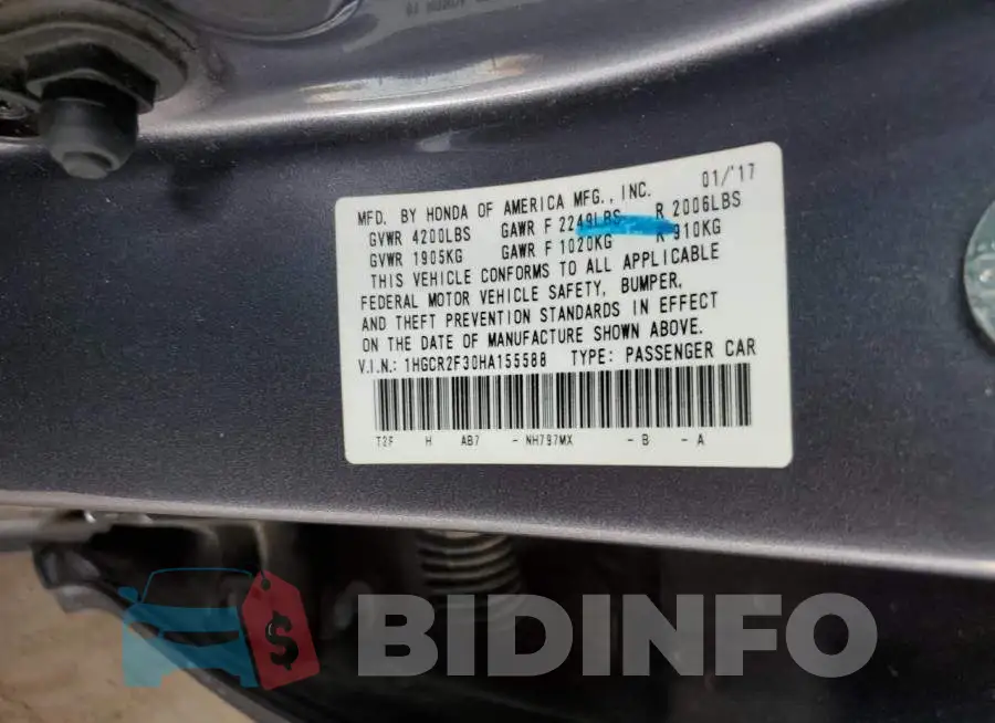 1HGCR2F30HA155588 Photo# 12