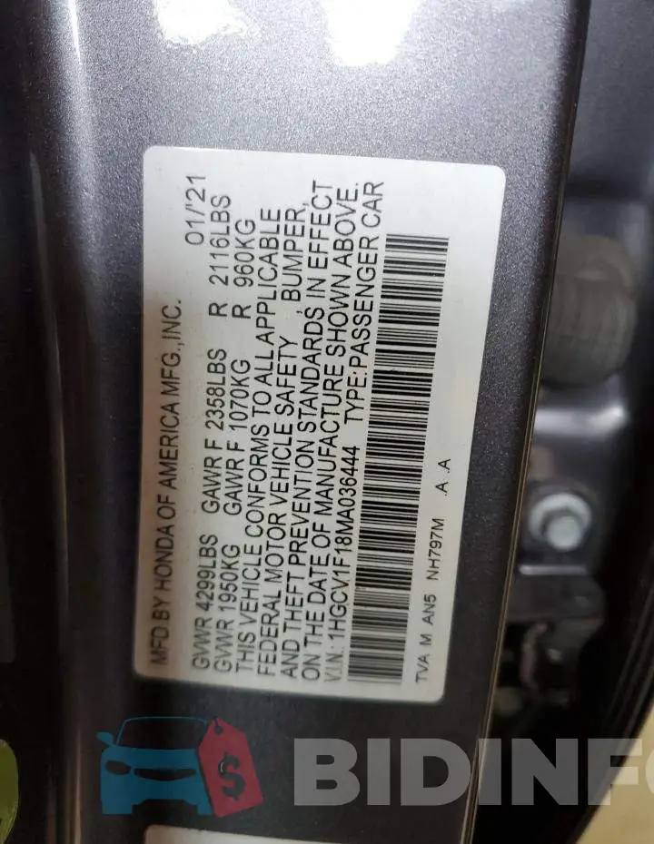 1HGCV1F18MA036444 Photo# 12