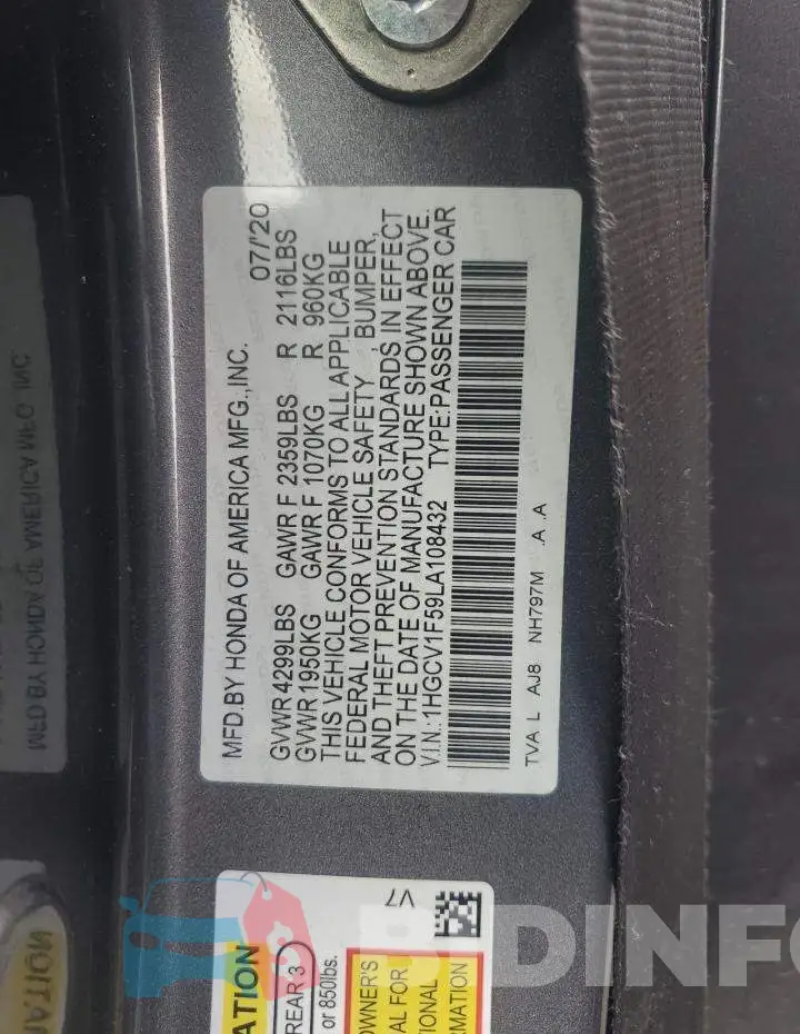 1HGCV1F59LA108432 Photo# 12