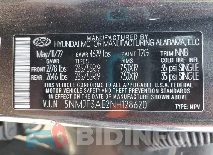 5NMJF3AE2NH128620 Photo# 12