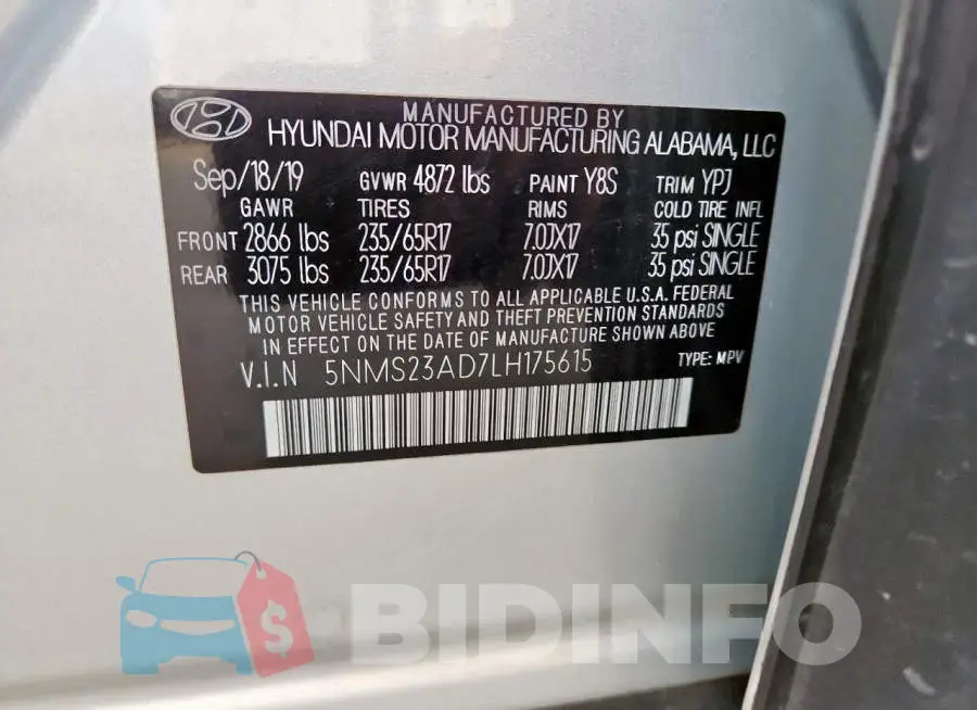 5NMS23AD7LH175615 Photo# 14