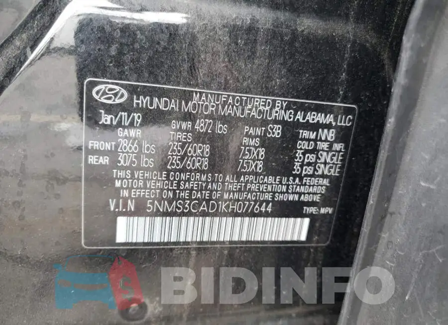 5NMS3CAD1KH077644 Photo# 13