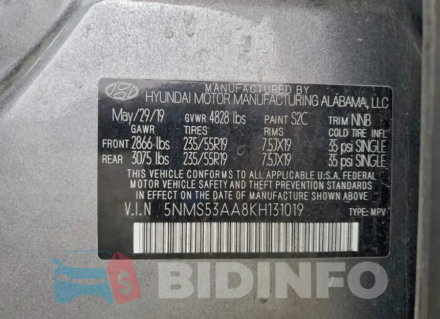 5NMS53AA8KH131019 Photo# 13