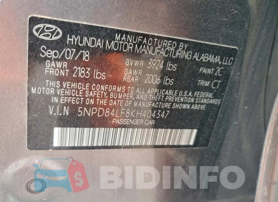 5NPD84LF8KH404347 Photo# 12