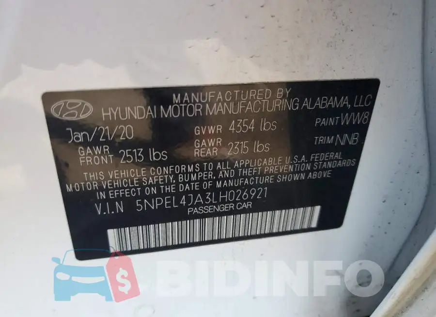5NPEL4JA3LH026921 Photo# 12