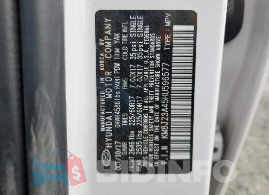 KM8J23A45HU596577 Photo# 13