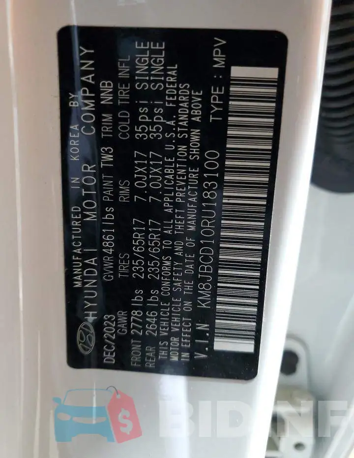 KM8JBCD10RU183100 Photo# 13