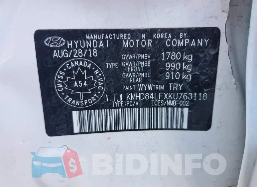 KMHD84LFXKU763118 Photo# 12