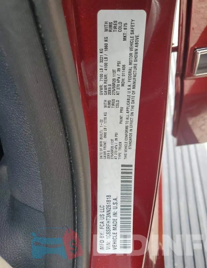 1C6SRFHT3NN261818 Photo# 13
