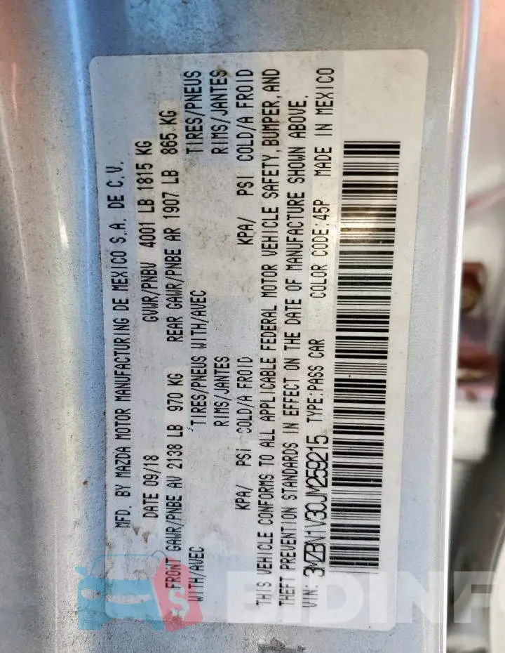 3MZBN1V30JM259215 Photo# 12