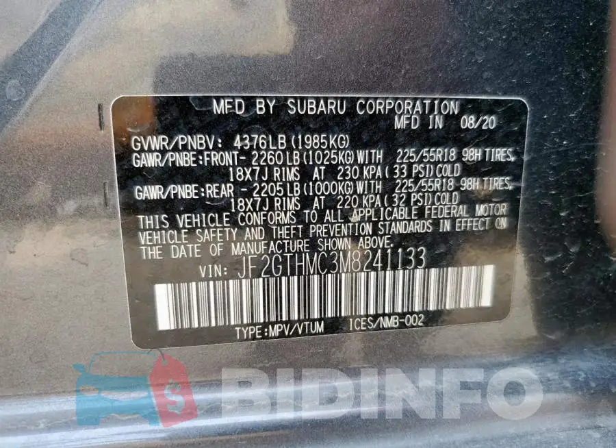 JF2GTHMC3M8241133 Photo# 12