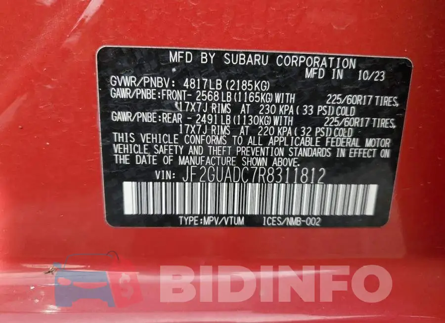 JF2GUADC7R8311812 Photo# 12