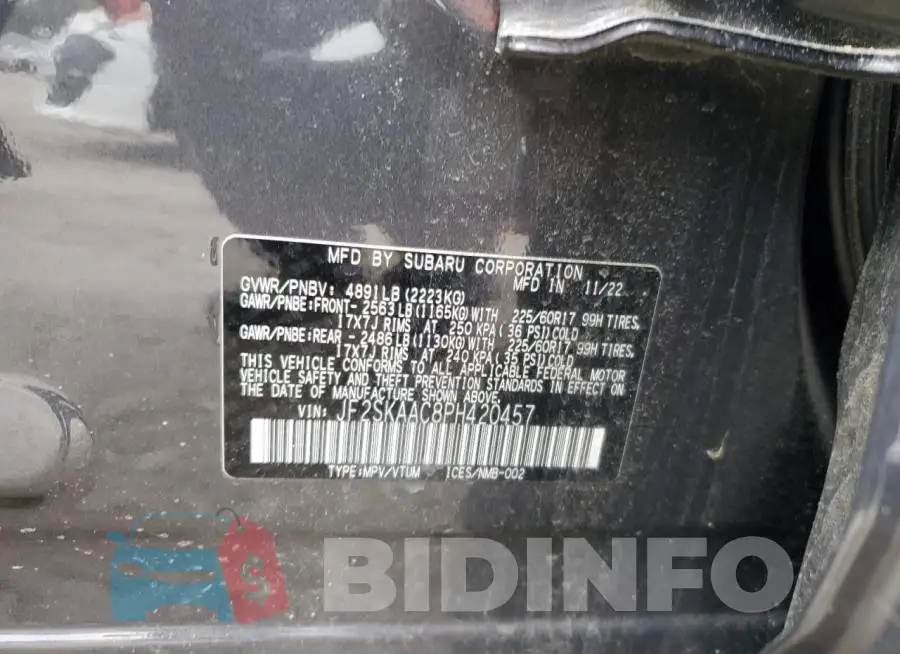 JF2SKAAC8PH420457 Photo# 14