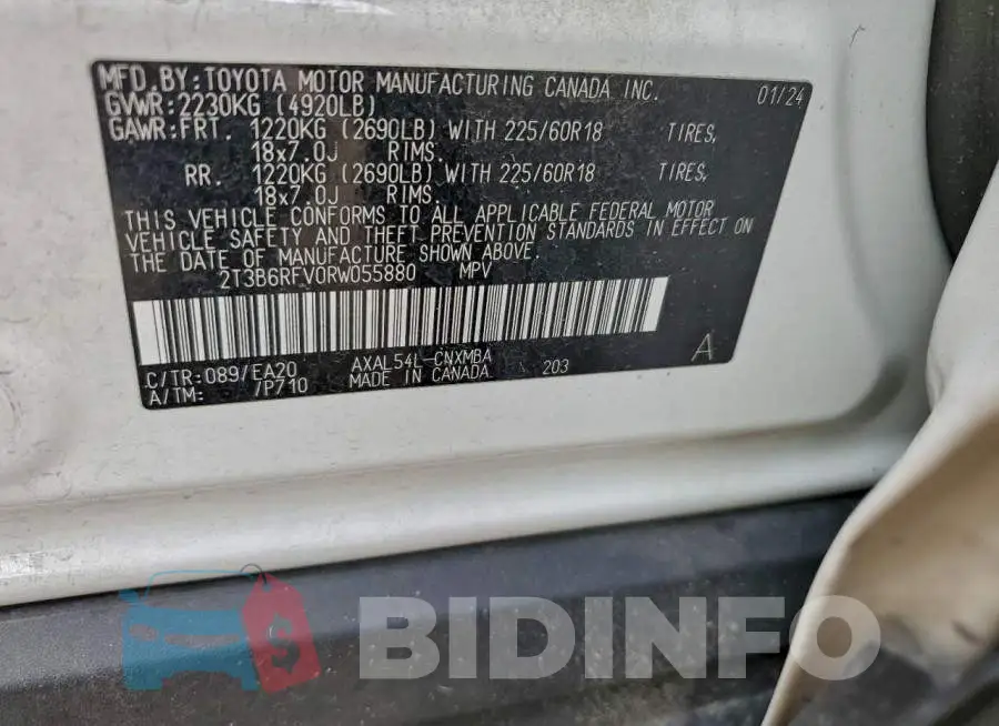 2T3B6RFV0RW055880 Photo# 13