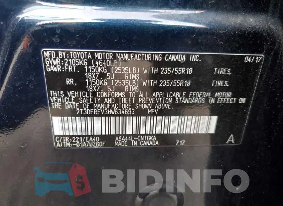 2T3DFREV3HW634693 Photo# 13