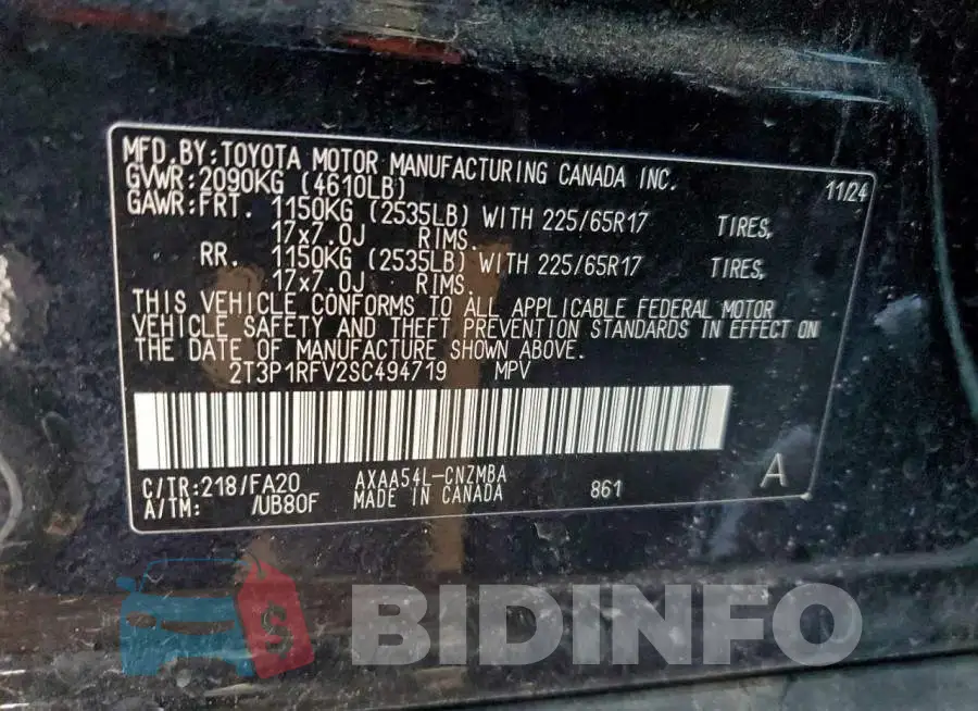 2T3P1RFV2SC494719 Photo# 14