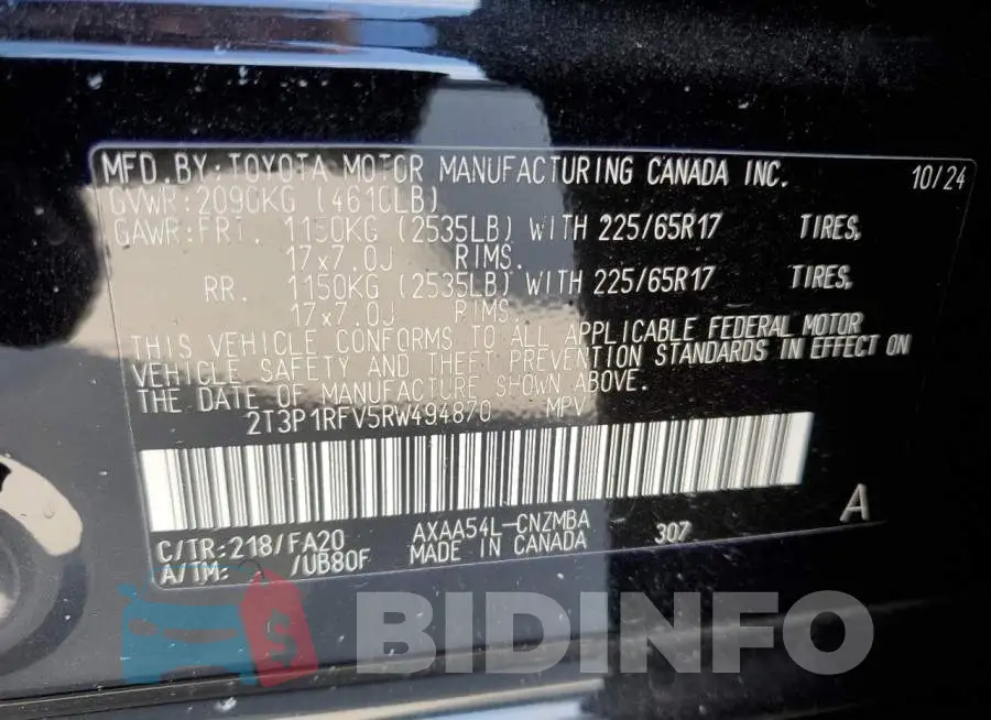 2T3P1RFV5RW494870 Photo# 12